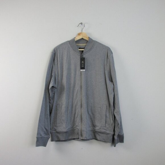 Banana Republic Men Luxe Touch Performance Jacket L Grey Sweater Bomber 630 - Picture 1 of 10